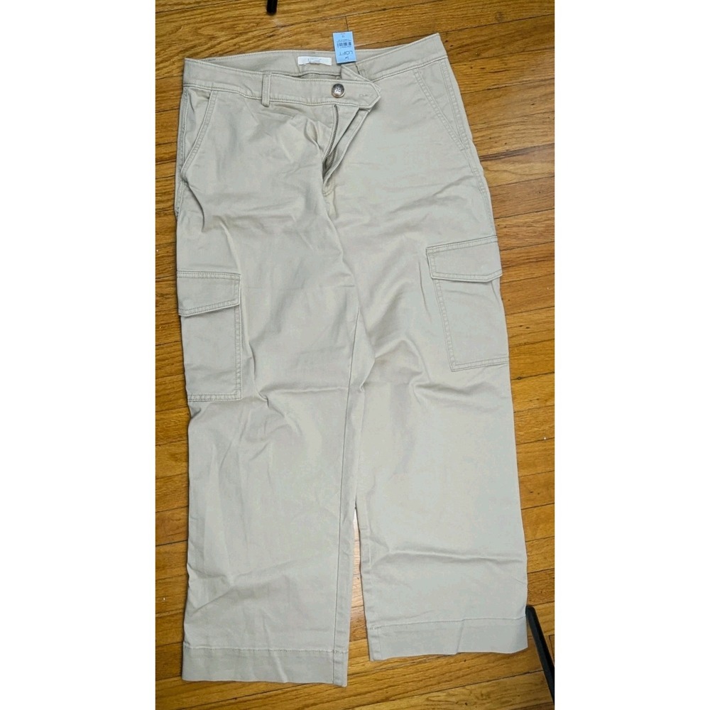 LOFT Khaki Wide Leg Cargo Pants High Rise Size 12 Sporty, 90s, Y2K